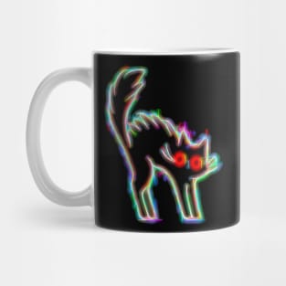 Black Cat Glitch Electric Shocked Neon Glow Mug